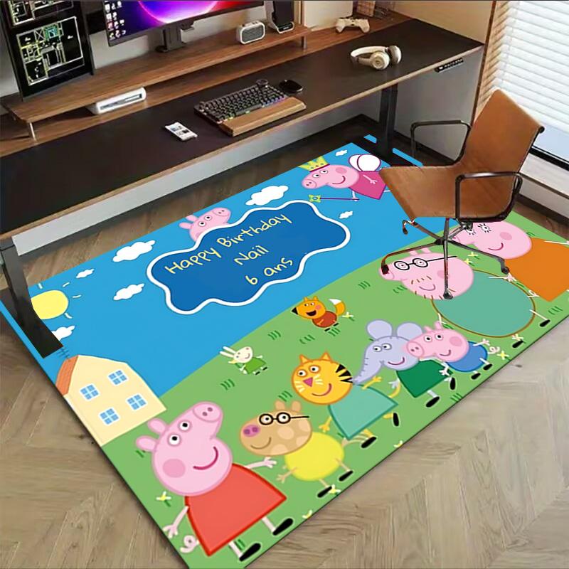 1pc Peppa Pig Fun Stars Carpet for Playroom Bedroom Living Room Sofa Home Decor,kids Game Area Rug Non-slip Floor Mat Y723128