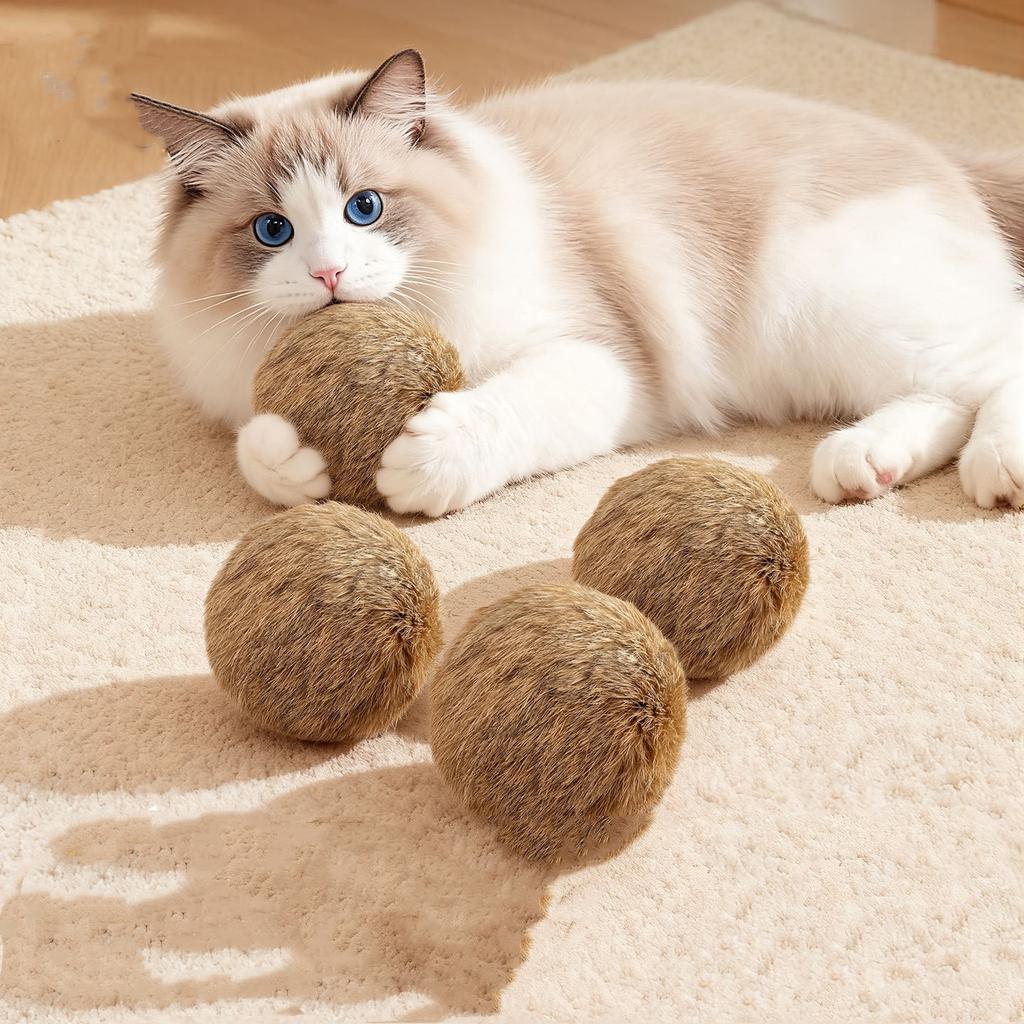 Plush Cat Toy Rabbit Fur Ball Rabbit Fur Playful Cat Fur Ball Rich And Pleasant Pet Scent Sniffing Cat Rabbit Fur Ball Toys