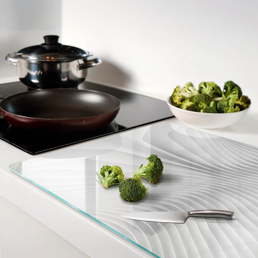 Decorative Glass Kitchen Cutting Board Abstract Lines 80X52 Cm