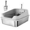 XXL Stainless Steel Cat Litter Box with High Sides, Metal Scoop, 70 x 50 x 30 cm