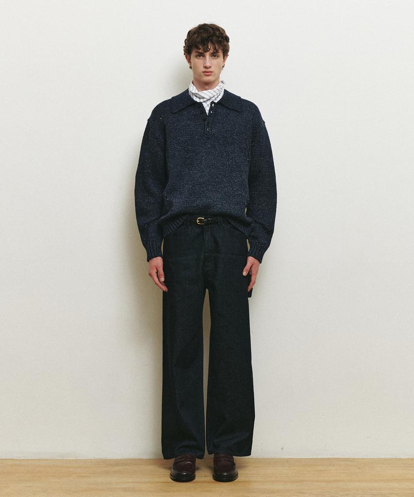 MINDBRIDGE [Hoite] Wool Blend Glitter Collar Semi-Oversized Knit