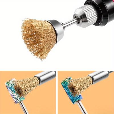 2pcs Set of Nail Drill Bit Cleaning Brush, Wire Grinding Wheel, Rust Removal Grinding Head, Electric Polishing Bowl, Pen-Shaped Cleaning Brush