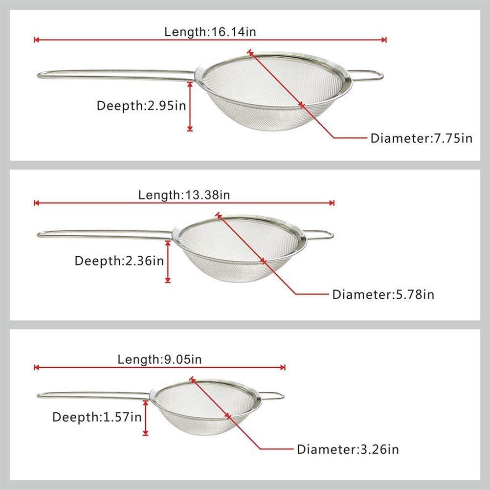 3 STÜCK Feinmaschige Siebe Edelstahl Küchenfilter Lebensmittelsiebe