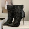 Eilyken Sexy Thin High Heels Women Ankle Boots Designer Mesh Fabric Zipper Spring Autumn Booties Street Style Stripper Shoes