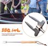 80Cm Barbecue Skewers Stainless Steel Wooden Handle Long Campfire Telescopic Extendable BBQ Fork Barbecue Accessories