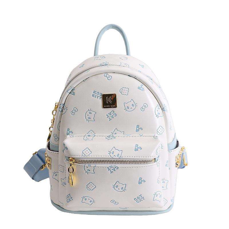 Schoolbag Cartoon Printed Backpack Female Versatile Going Out Travel Small Backpack Daily Commuter Portable Bag Female