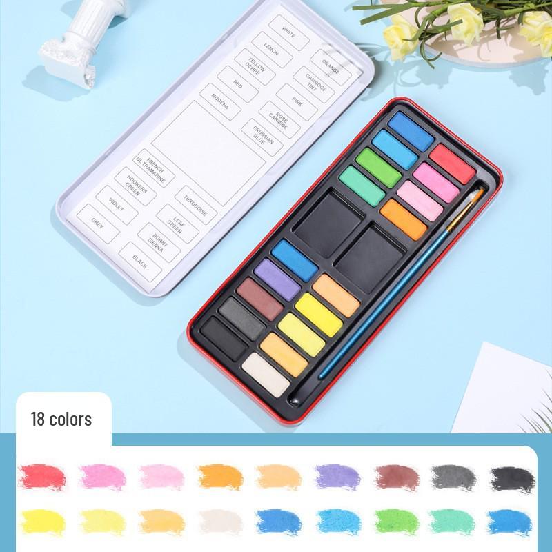 Boyixuan Eco-Friendly 24-Color Watercolor Paint Set In Portable Tin Box for Beginners