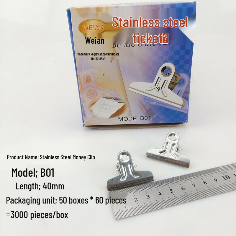 Stainless Steel Bill Clip for Office: Available In Extra Large, Large, Medium, Small Sizes for Finance, Iron Receipts, and Stationery Supplies.