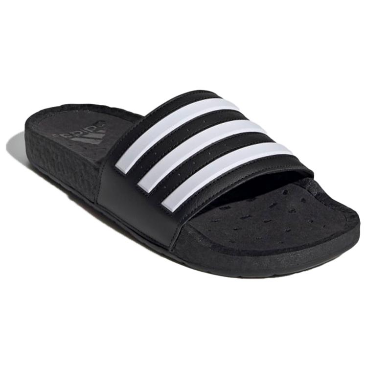 New Adidas Adilette Boost Slides Black White Stripes FY8154