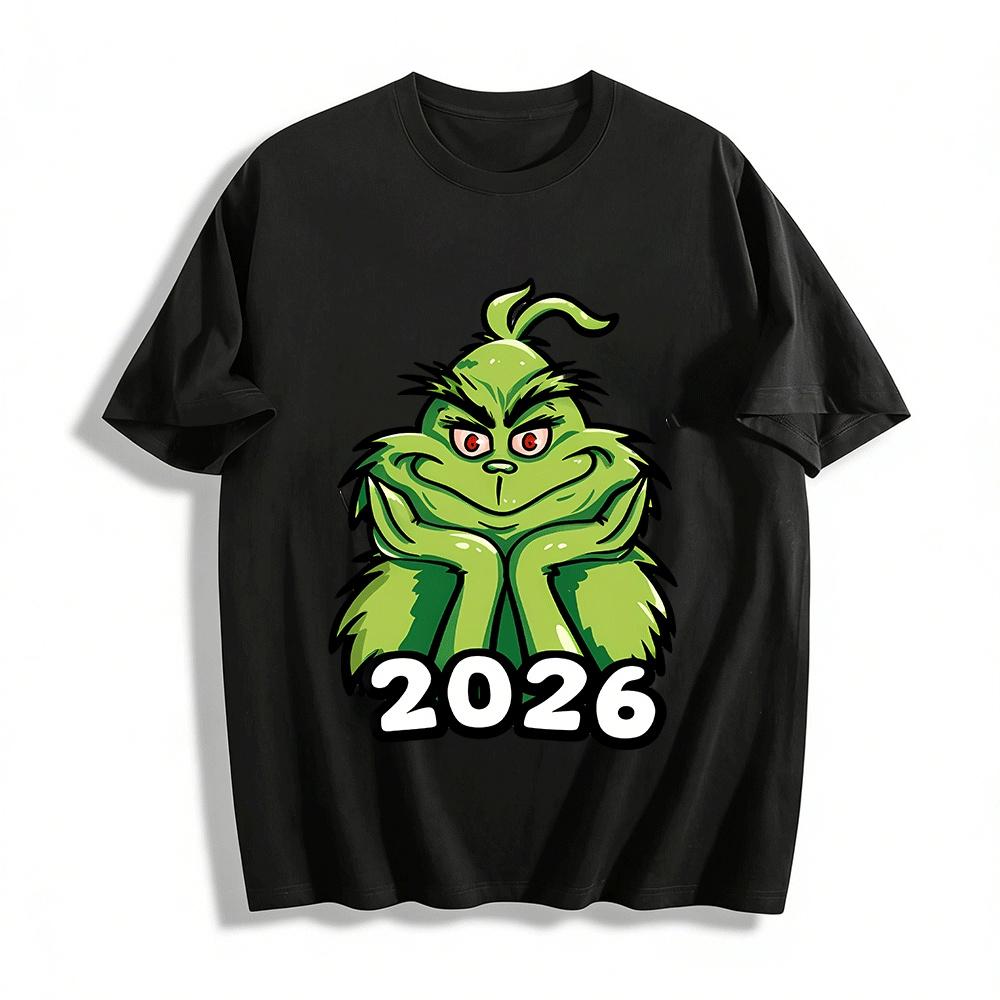 

2026 Grinch Funny Graphic Casual Versatile Adult Top Pure cotton T-shirt 6XL