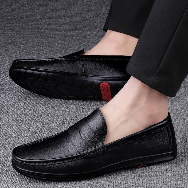 Leather Penny Loafers Men Casual Shoes Luxury Designer Dress Shoes Man Moccasins Vintage Slip On Flats Mens Driving Shoes 2025