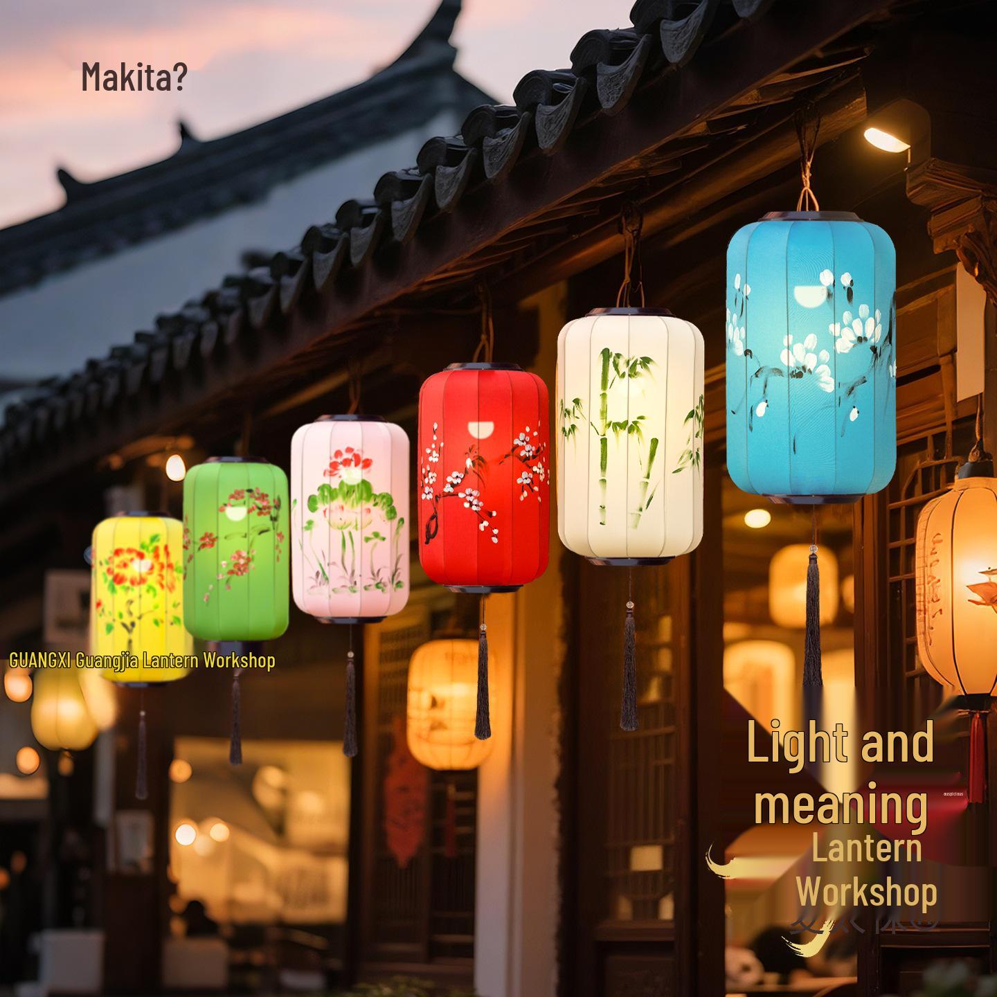 Hand-Painted Chinese Fabric Lantern: Classic Palace Style for Restaurants, Tea Houses, Corridors, and Scenic Spots - Winter Melon Design 40# Solid Color (Specify Color)