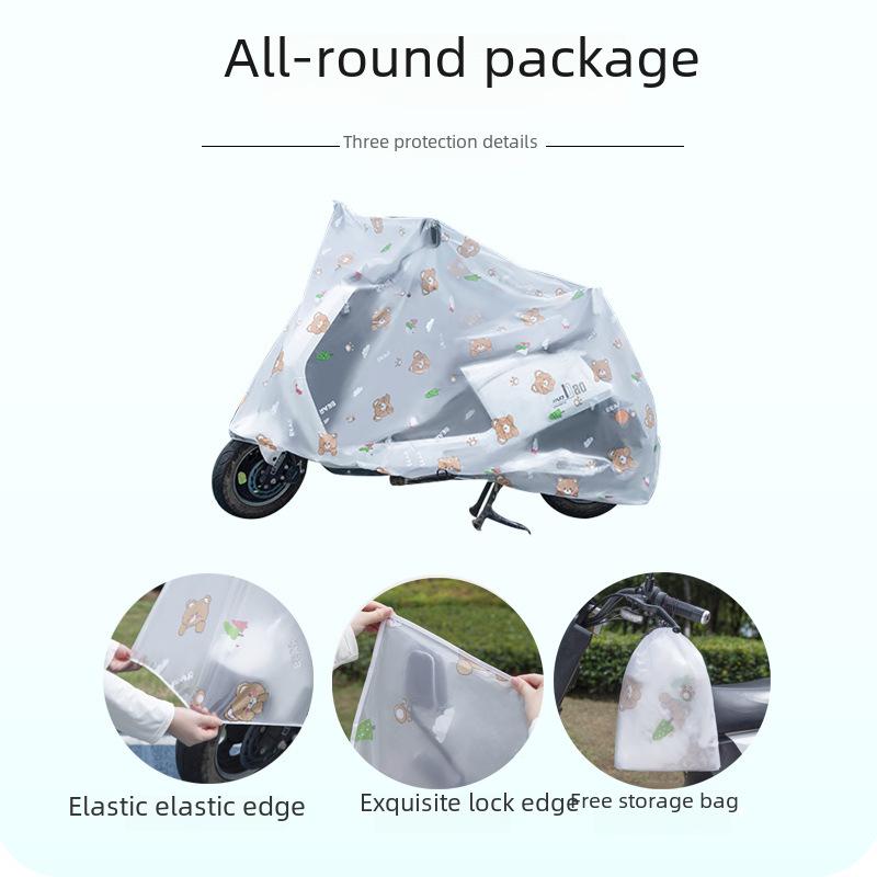 Douyin Popular Electric Vehicle & Bicycle Rain/Dust/Frost Cover with Cartoon Flower Design