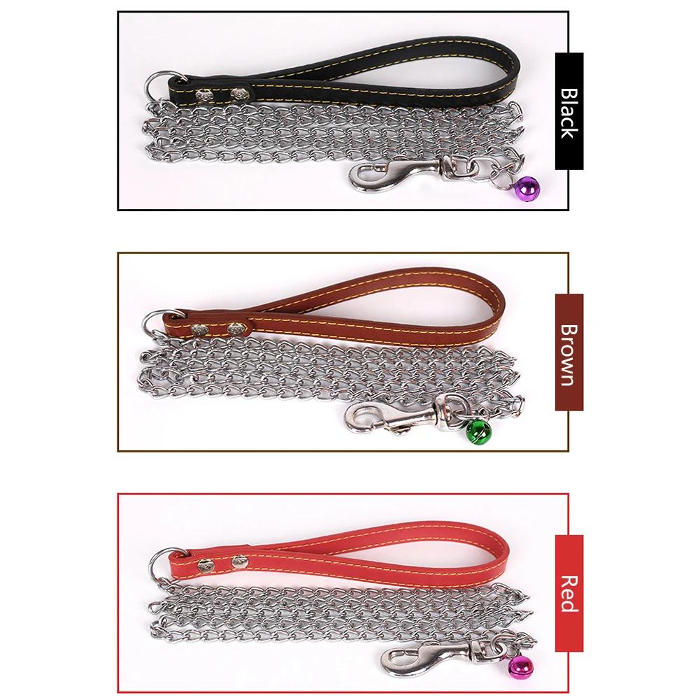 3 Colors Bite Proof Heavy Duty Chain Dog Leash Pet Metal Lead Handle Trigger Hook Pet Training Collar Leash Necklace Dog Product
