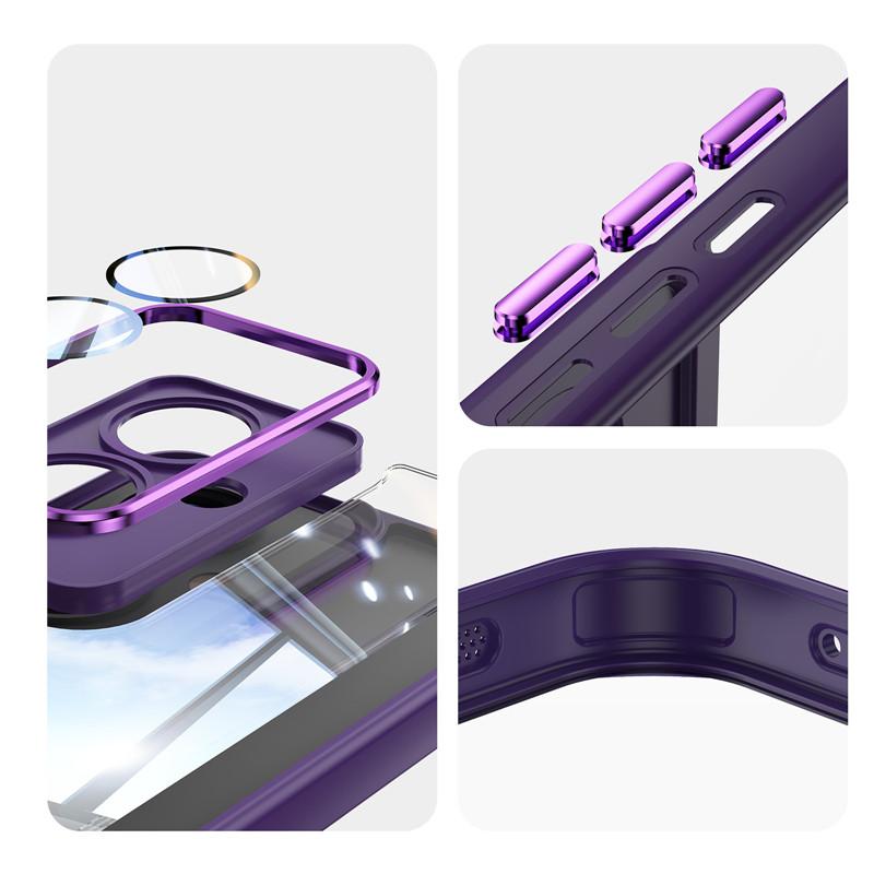 For Oppo Reno 11A 11 F F25 Pro Metal Armor Back Transparent Tempering Shell Full Cover With Lens Film Super Anti-drop Case Protector