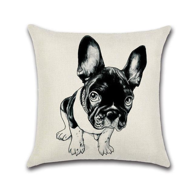 Cartoon Printed Pillow Case Cotton Linen Franch Bulldog Pillowcase Decorative Pillowcases Cover For Car Home