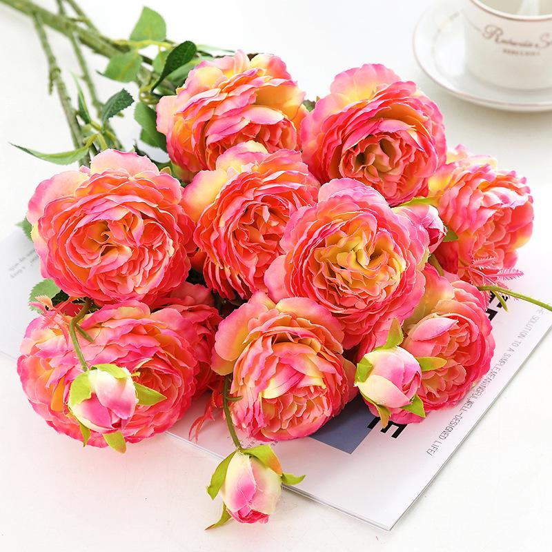 Peony Silk Rose Bouquet: Artificial & Dried Flowers for Indoor Decoration Centerpiece
