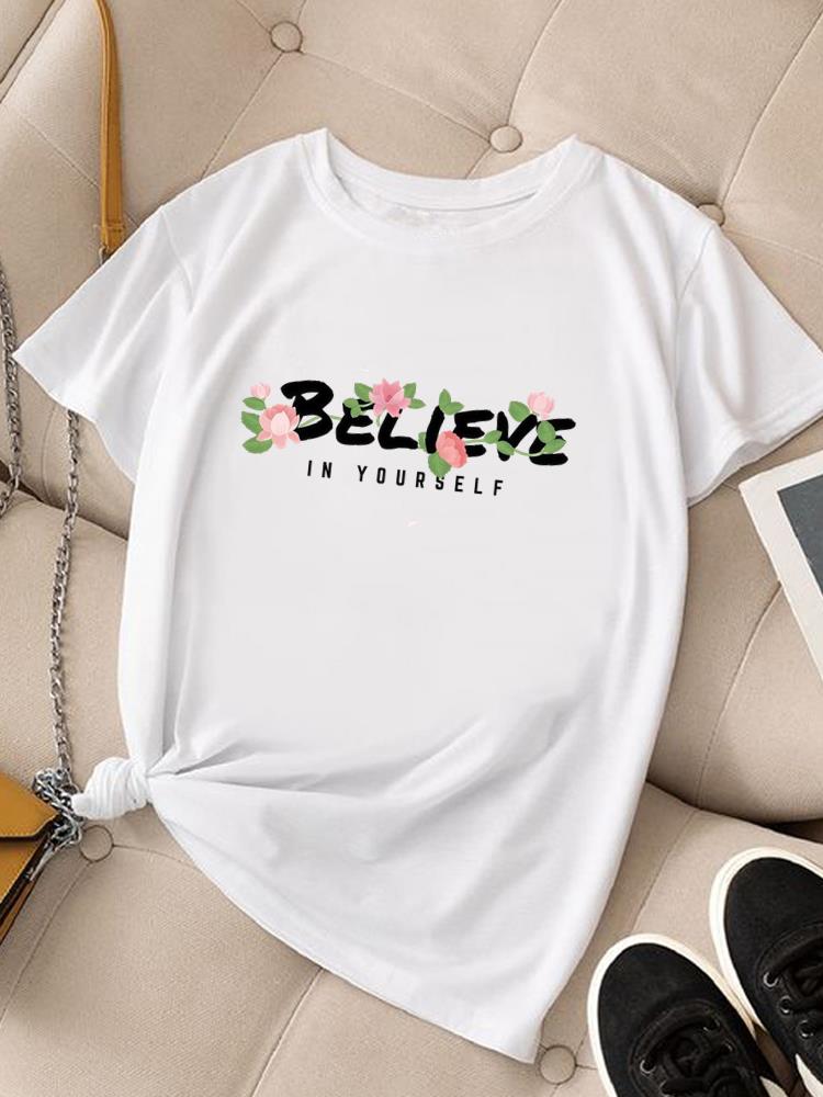 (Asian Size) trend flower lovely Clothing Women Fashion Tee Top Female T Shirt Woman Print Short Sleeve Graphic T-shirts