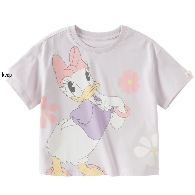 DAVE&BELLA Disney Girls' Cool-Feel Antibacterial Short-Sleeve T-Shirt