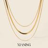 Xia Ling Fashion Triple-Layer Snake Bone Chain Necklace - Stainless Steel, Elegant Jewelry
