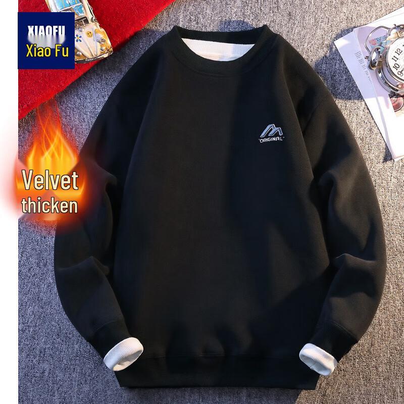 Xiaofu Men s Fleece-Lined Casual Sweatshirt 3XL