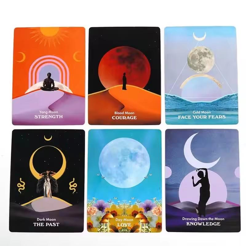 Moonology Messages Tarot 48Pcs Clear Printed Tarot Cards Oracle Deck English Version Wiccan Supplies for Party Game