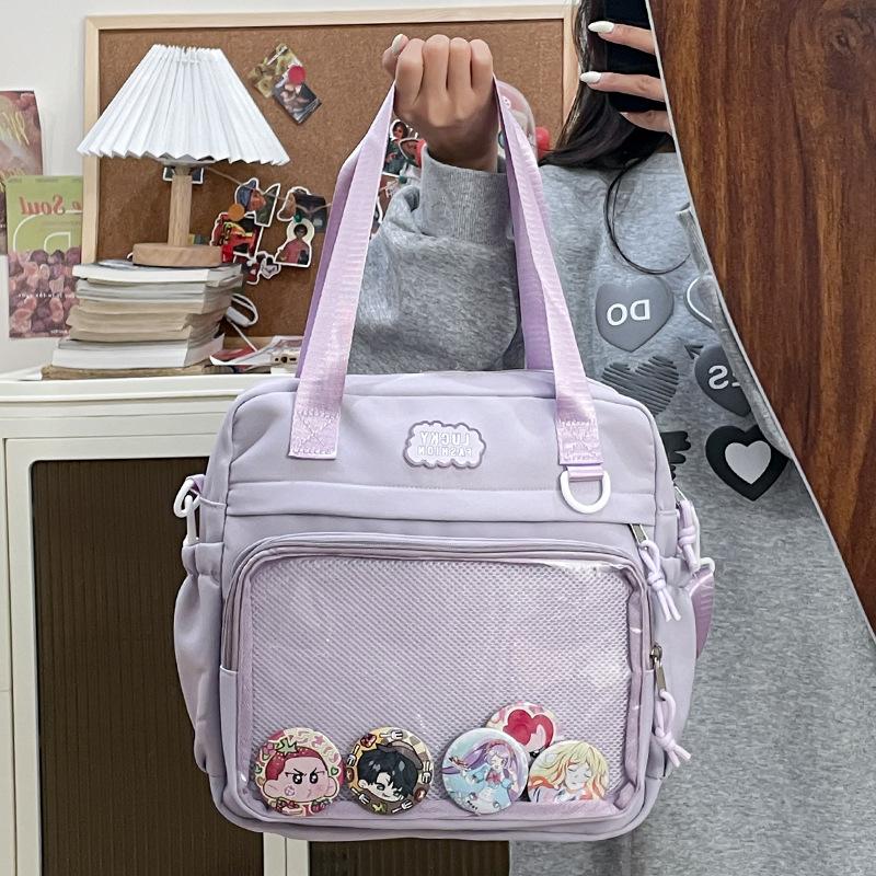 High value One shoulder Crossbody Bag Commuting Bar Pain Bag Female Large Capacity Handbag Junior High School Student Class Tutoring Bag