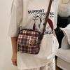 Retro plaid small schoolbag female ins Mori 2 junior high school students Korean version college student casual shoulder messenger bag