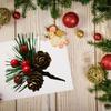 5pcs Christmas Artificial Pinecone Red Berry Stem Home Party Decor Simulation Pine Cone for Christmas Tree Pendant Decorations