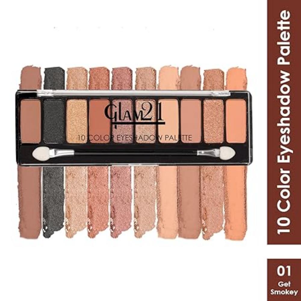 Get Smoky 10 Color Eyeshadow Palette | Smudge Free | Long Wearing And Easily Blendable Eye Makeup Palette Matte, Shimmery And Metallic Finish
