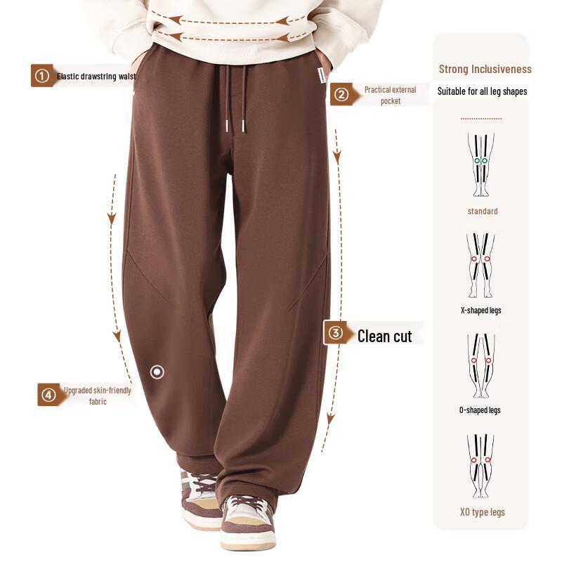 Fingercroxxit Men's Heavyweight Loose Straight-Leg Casual Pants