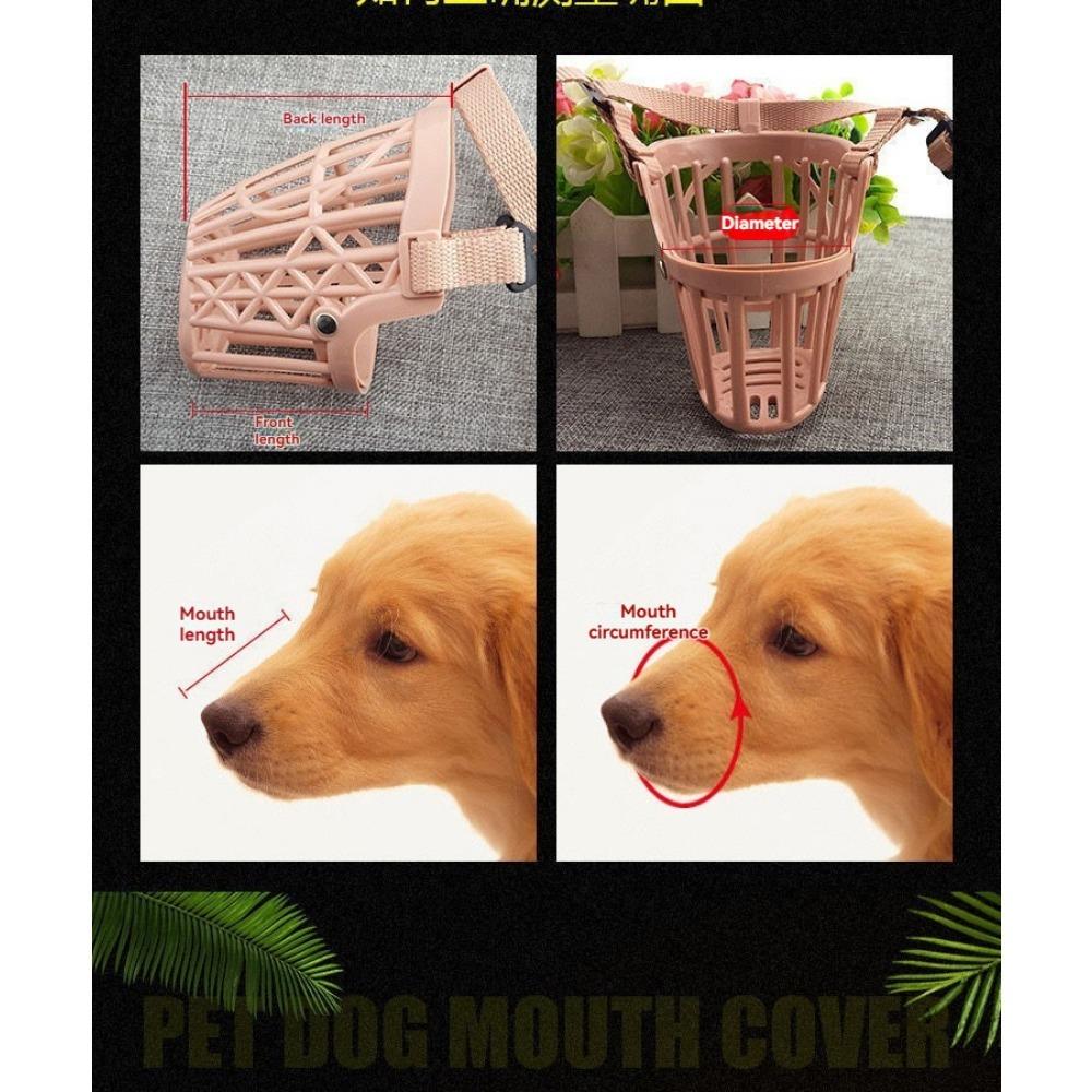 Softness Plastic Dog Muzzle, Anti Bite Adjustable Pet Basket, Dogs Training MouthCover Mesh Cage,Medium and Large Dogs Care Grey