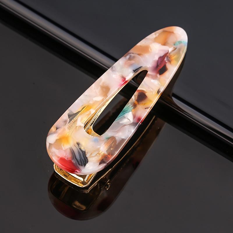 Women’s Geometric Acrylic Hairpin Set - Marble Design Hair Accessories