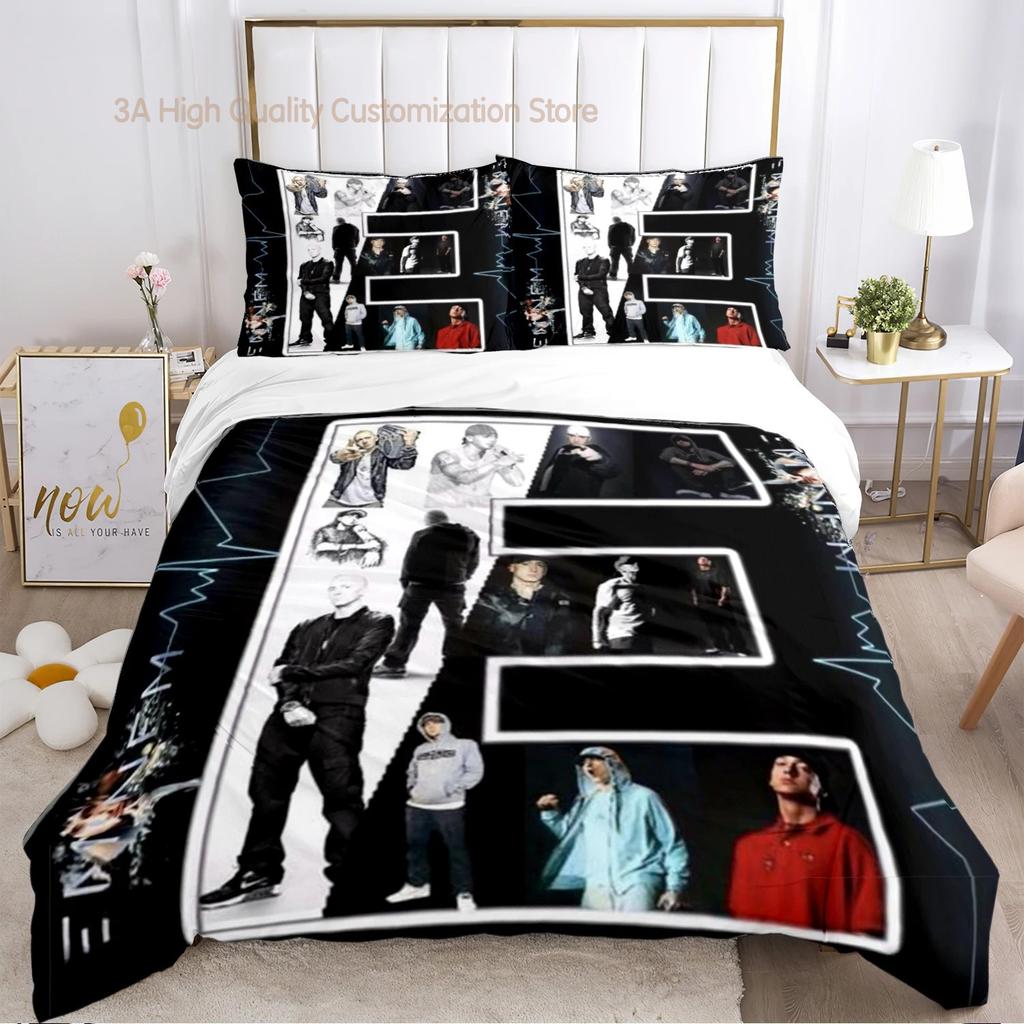 Eminem cantante hip-hop Copripiumino per tutte le stagioni Piumino Set biancheria da letto Copripiumino morbido e federe Singolo/Matrimoniale/Queen/King