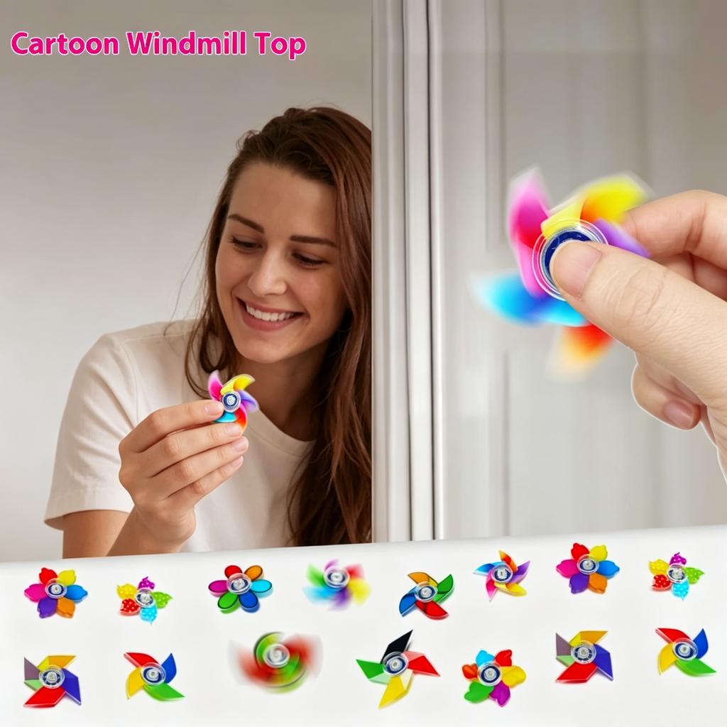 Fidget Spinner Toy Colorful Windmill Petal Anti Stress Relief ADHD Acrylic Party Favor Birthday Carnival Bag Stuffer Adult Gifts