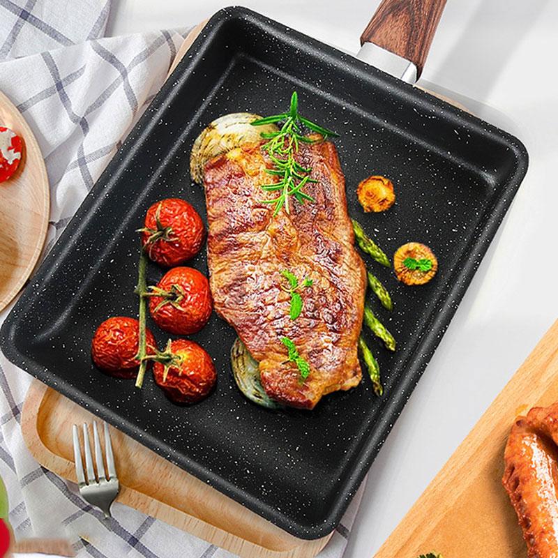 Japanese Omelette Pan Nonstick Tamagoyaki Egg Pan Cast Iron Square Small Kitchen Frying Pan Omelets Steak Camping Cooking Pan