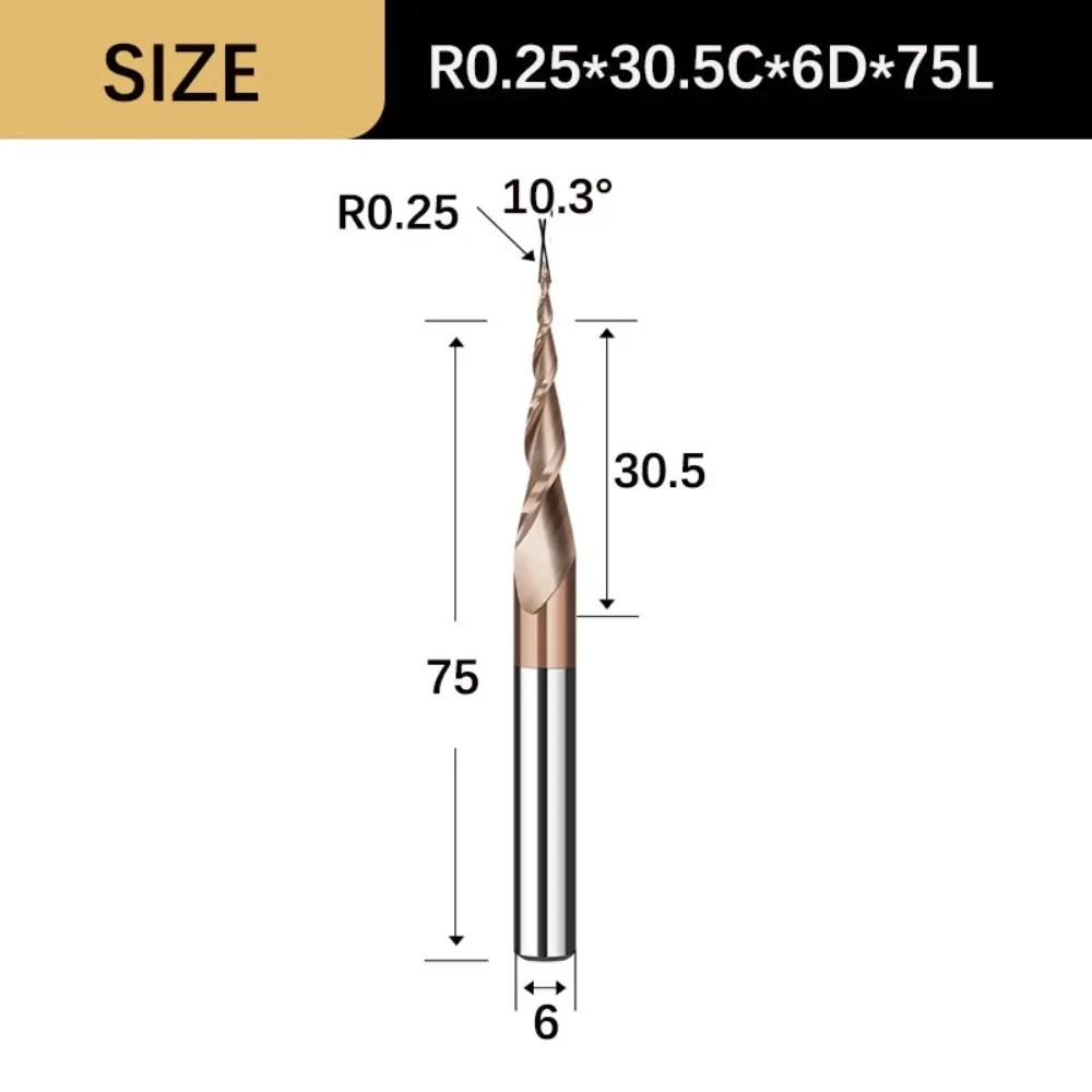 Durable Wood Milling Solid Carbide Tapered Ball Nose End Mill Tapered Ball Nose Spiral CNC Carving Bit Engraving Router Bits