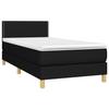 3140515 vidaXL Lit à sommier tapissier avec matelas Noir 100x200 cm Tissu