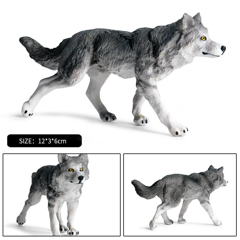 Oenux Wildtier Tiere Kleiner Grauer Wolf Mähnenwolf Wolfswelpen Simulationsmodell Actionfiguren Sammlung PVC Geschenk Kinderspielzeug Geschenk