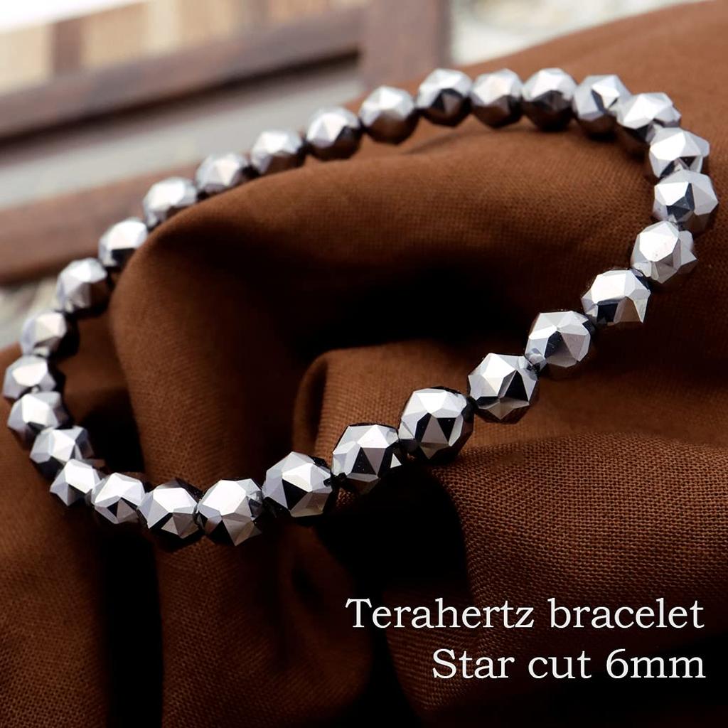 [GOLD STONE] Terahertz Crystal Bracelet, 6mm Star Cut, Power Stone, Inner Circumference: Approx. 20cm