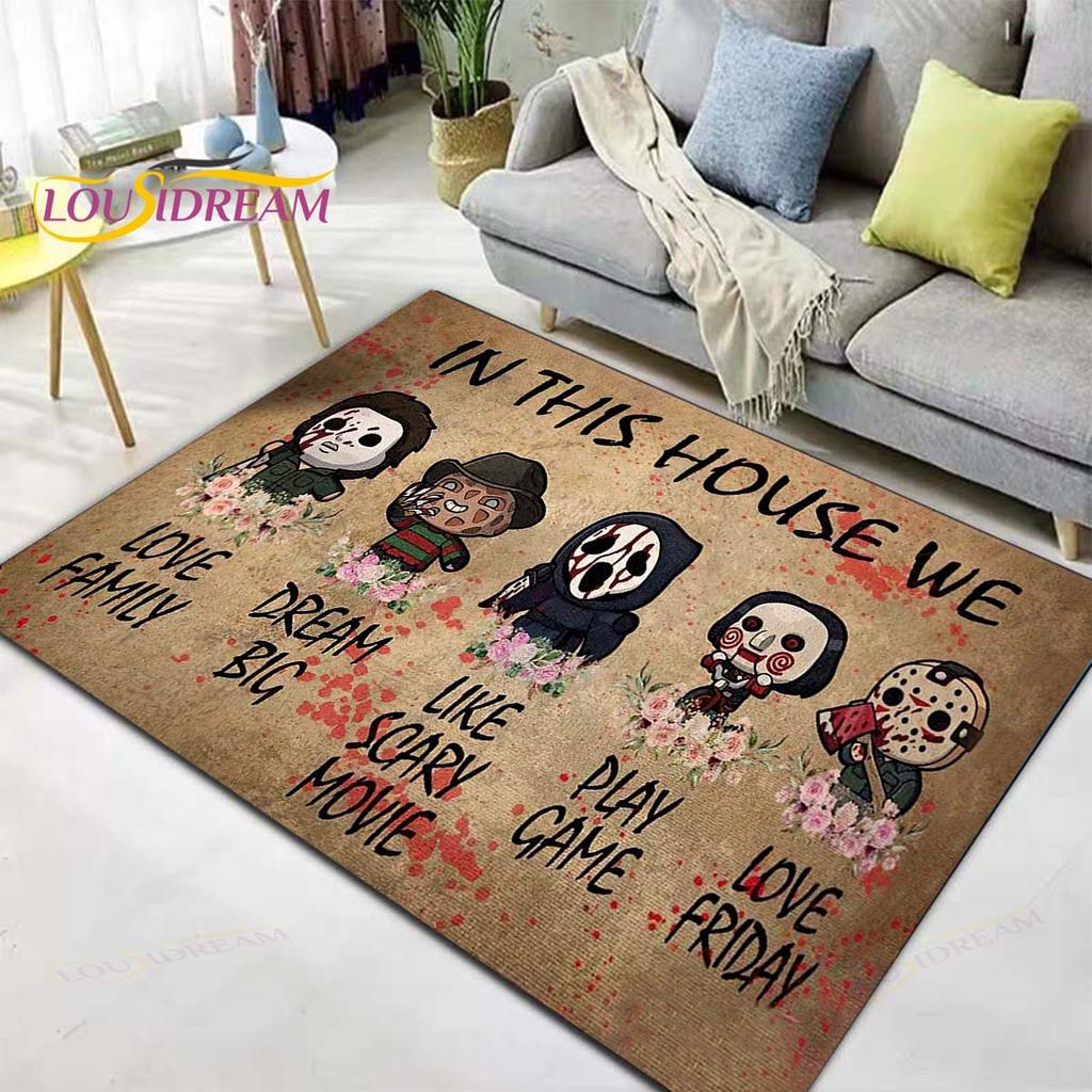 Horror Movie Characters Rugs and Carpets for Home Living Room Bedroom Entrance Large Area Soft Carpet Halloween Decoration Mat