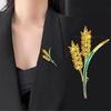 Elegant Wheat Lapel Pin Women's Fashion Statement Crystal Brooches Wheat Brooch