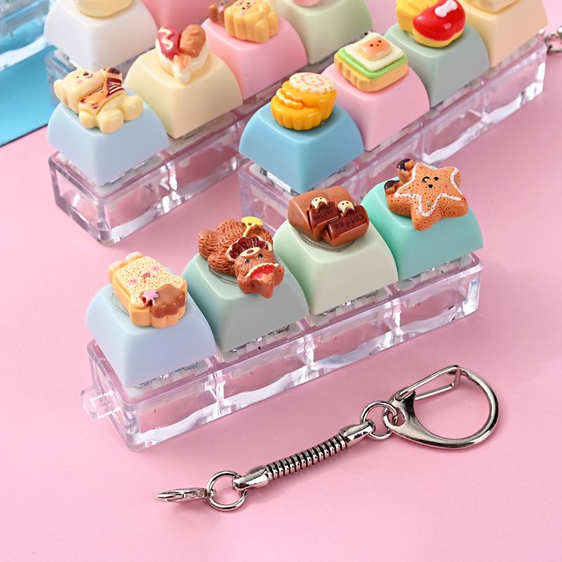 Cute Sticker DIY Button Squeeze Toy Keychain - Stress Relief Pendant