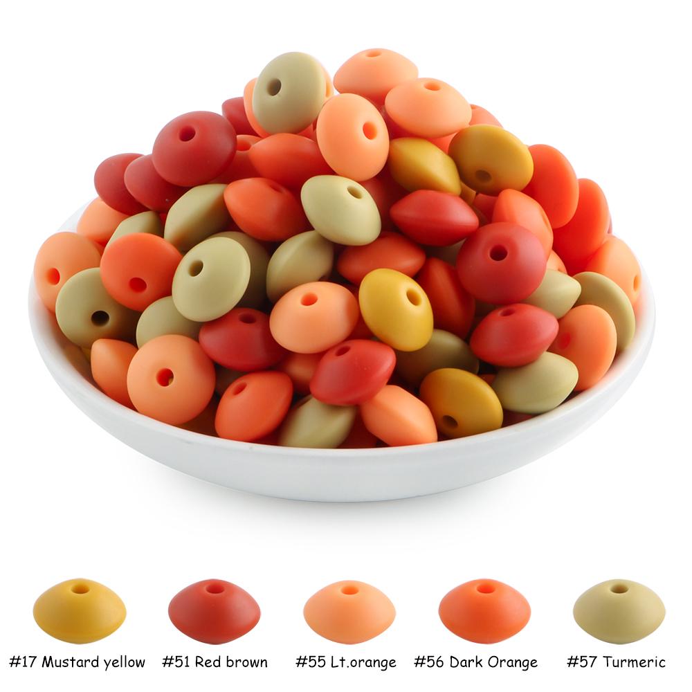 New 50pcs/lot Silicone Lentil Silicone Beads 12mm Jewelry Making Lentil Beads DIY Necklace Bracelets Jewelry Accessories
