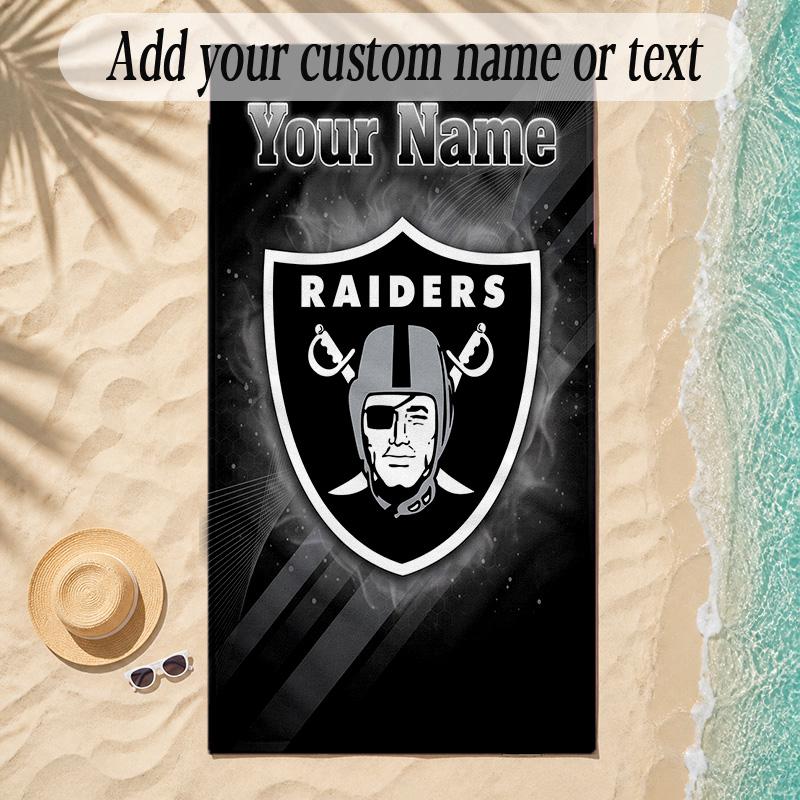 Beach TowelLas Vegas Raiders Custom Name Text Personalized Soft Towel for Beach Pool Indoor Home Decor Gift