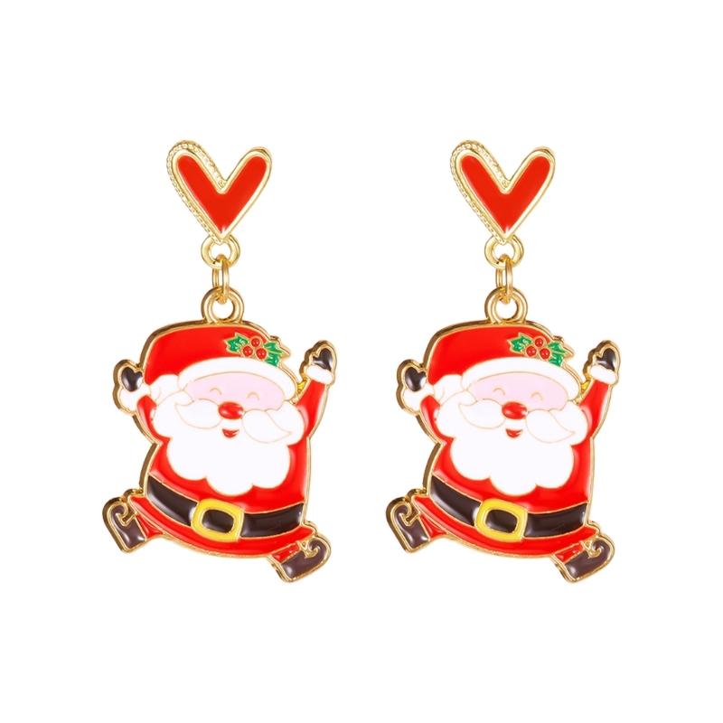 Christmas Theme Pendant Earrings Alloy Texture Elegant Ear Jewelry Suitable for Daily Wear and Special Occasions