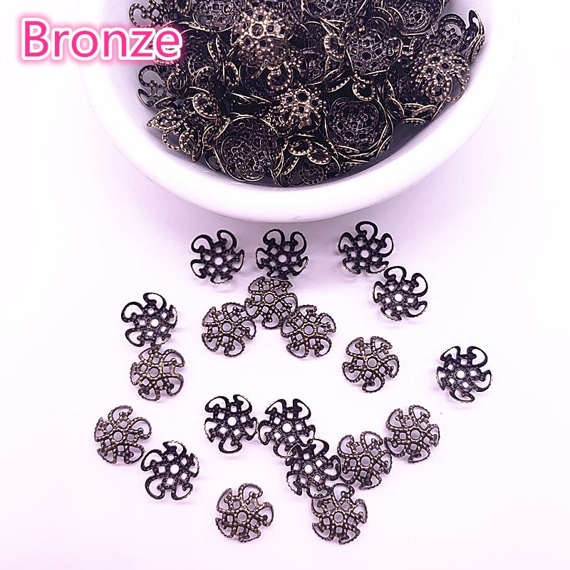 New 150pcs 8/10mm Hollow Flower Findings Cone End Beads Cap Filigree DIY Jewelry Making