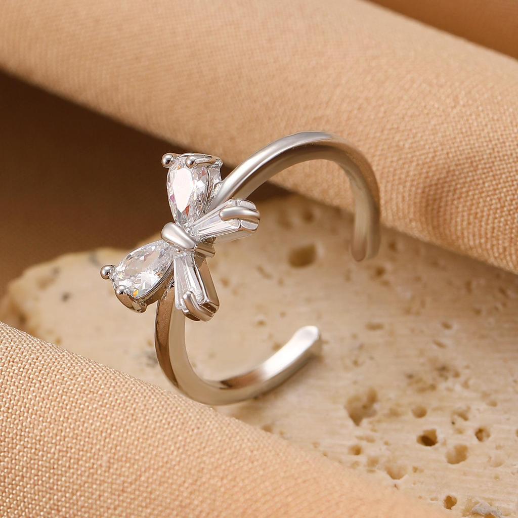 High-End Cross-Border Fashion Bow Ring for Women - European & American Style Open Index Finger Accessory