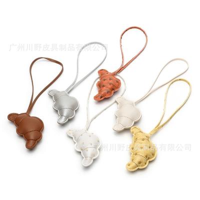 Double-sided Stitched Croissant Miu Series Leather Pendant Luggage Pendant Toast Bread Pendant Bag Pendant