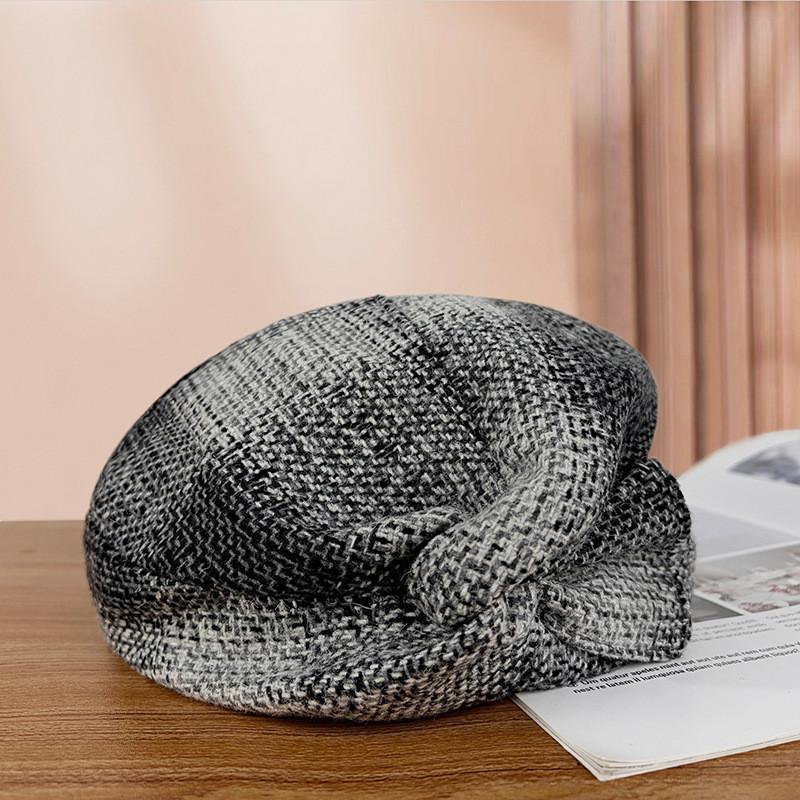 Классическая шерстяная беретка для женщин с теплой воздухопроницаемостью для осенне-зимней моды серый